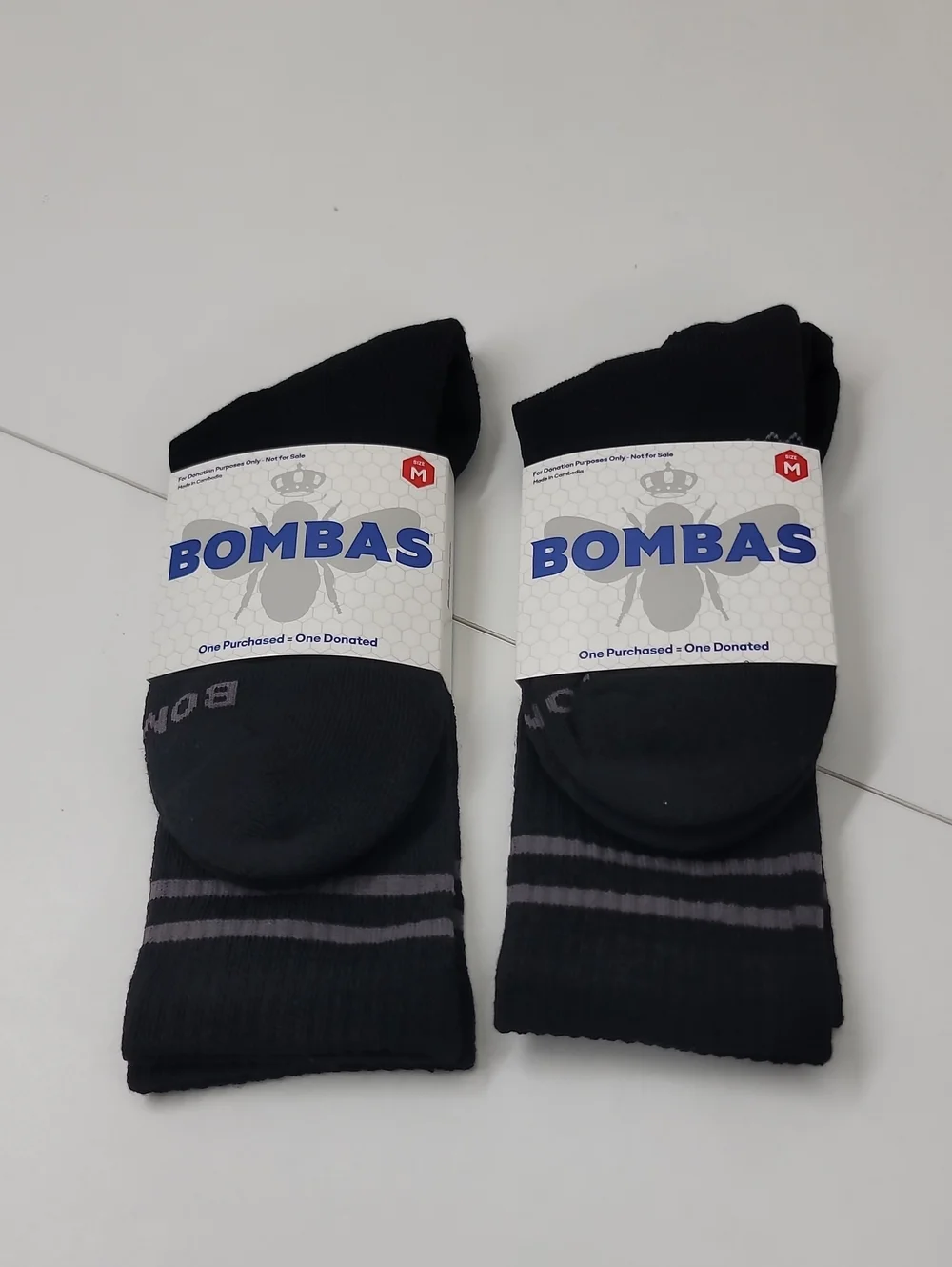 Bombas Set Of 2 Pairs Black Crew Socks Size Medium